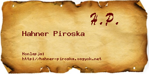 Hahner Piroska névjegykártya