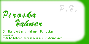 piroska hahner business card